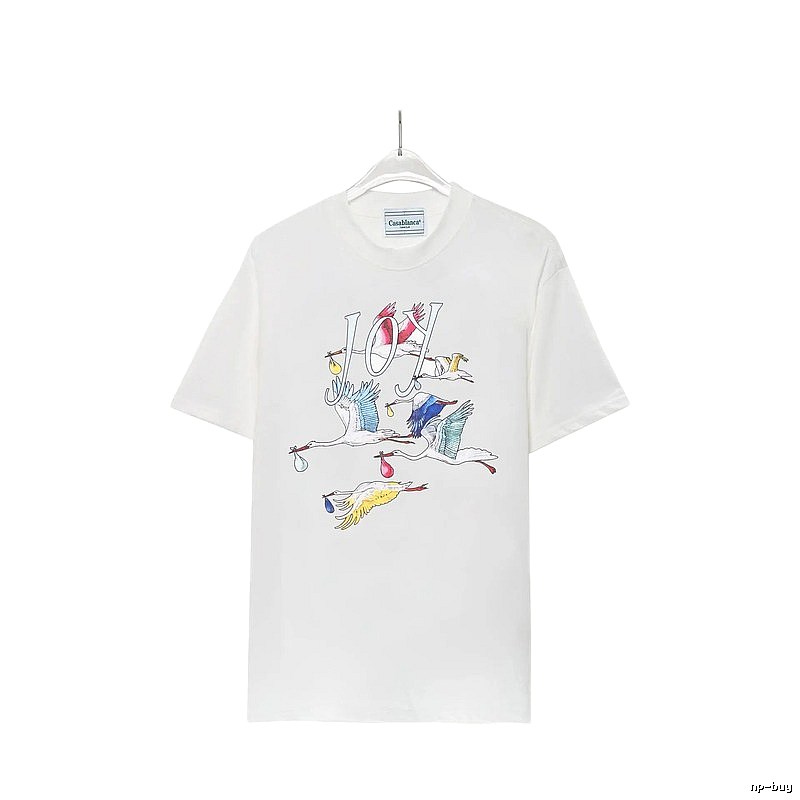 Casablanca Crane Print Wind White T-shirt