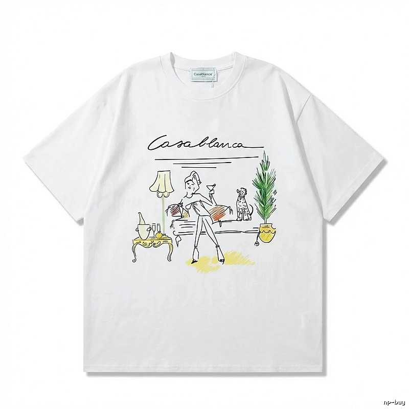 Casablanca Hand-painted Style White T-shirt