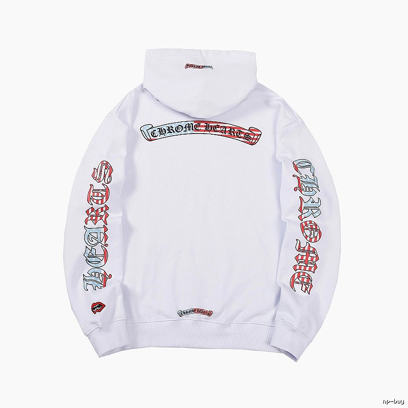 Chrome Hearts 2088-78 White Cross Graphic Hoodie Logo Detail