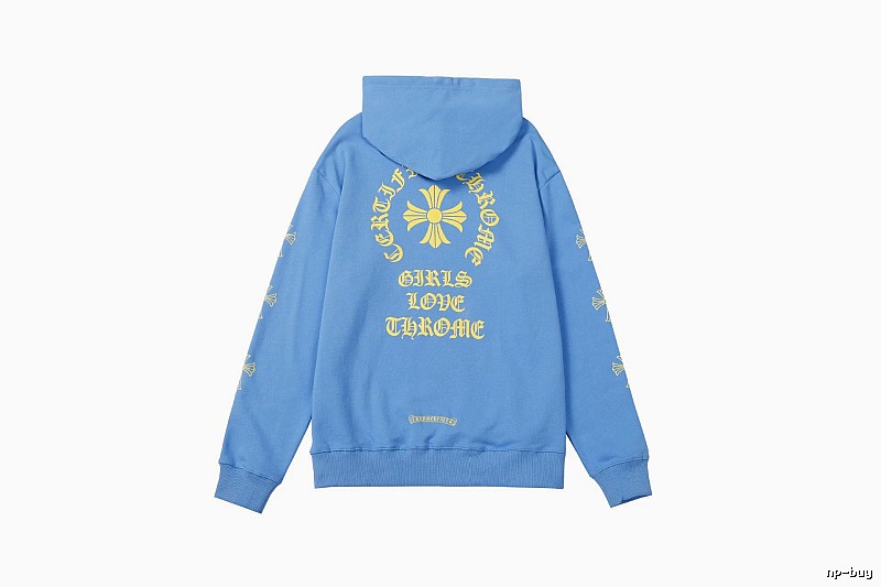 Chrome Hearts 2088-90 Sky Blue Cross Graphic Hoodie Summer Styling