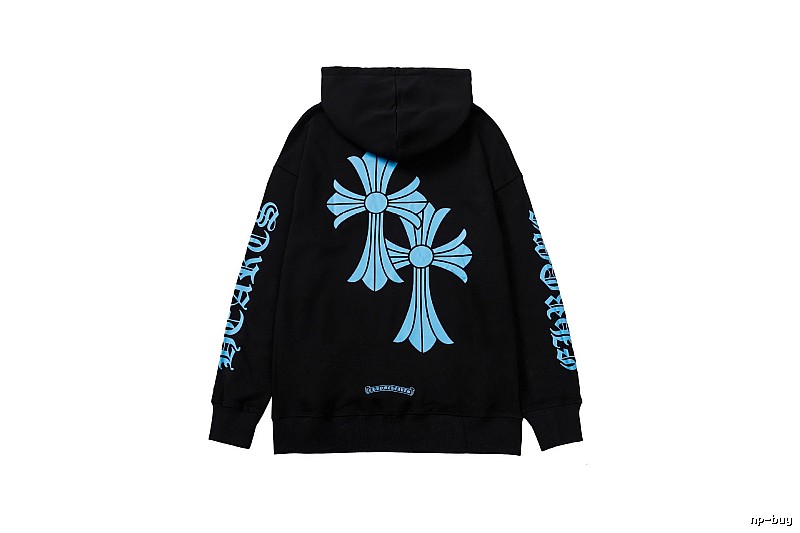 Chrome Hearts Classic Cross graphic hoodie Black Blue Cross for Daily Styling