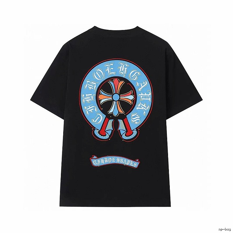 Chrome Hearts Colorful Cross Trendy Cool Style Black Short-sleeve T-shirt