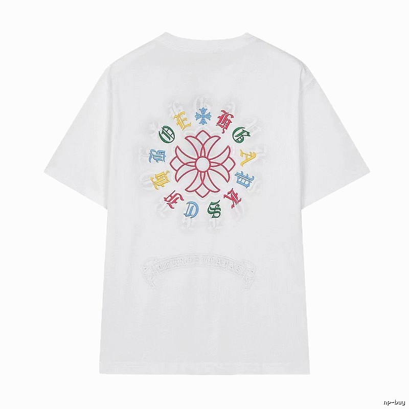 Chrome Hearts Colorful Embroidered Street Style White T-Shirt