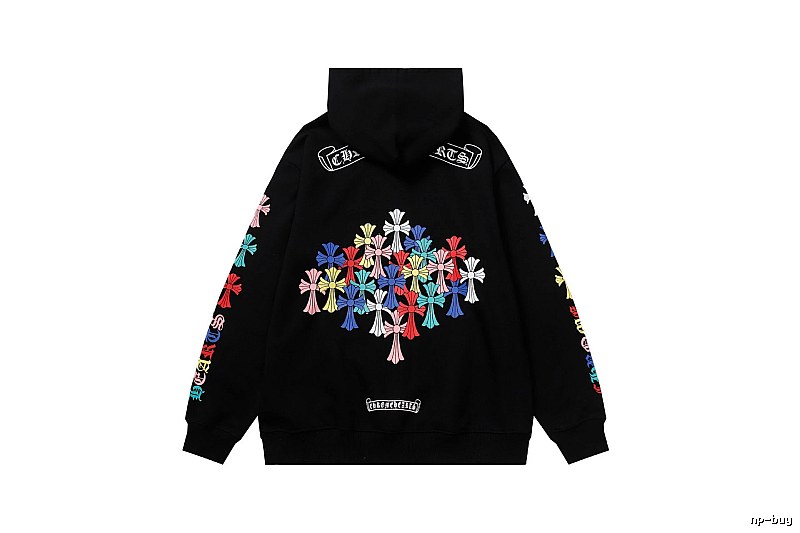 Chrome Hearts Compact Cross graphic hoodie Black Blue Cross for Sport-Inspired Styling