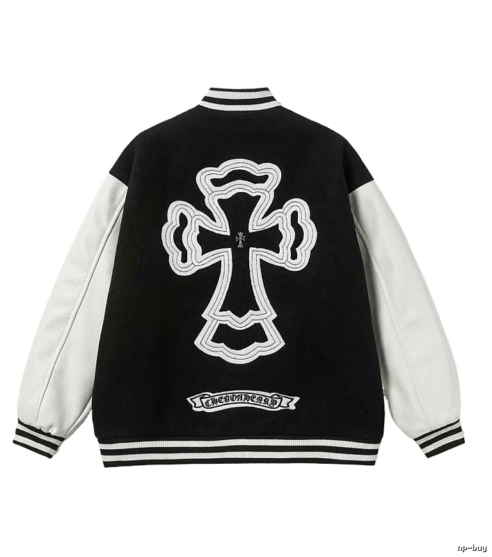 Chrome Hearts Cross Black and White Baseball Jacket