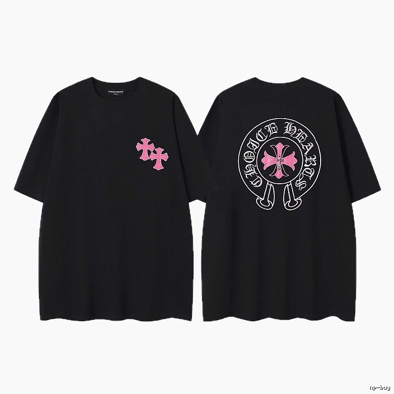 Chrome Hearts Cross Embroidered Street-style Black T-Shirt