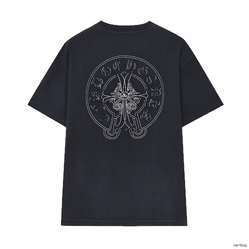 Chrome Hearts Cross Embroidered Street Style Black T-Shirt
