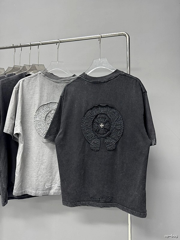 Chrome Hearts Cross-Embroidered Vintage Style Black T-Shirt