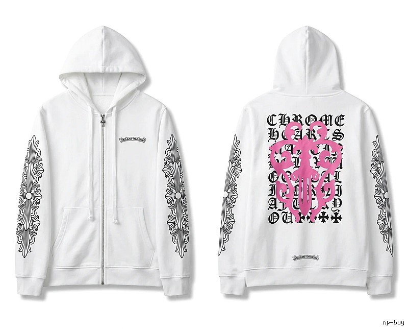 Chrome Hearts Cross Flower Trendy and Cool Style White Sweatshirt