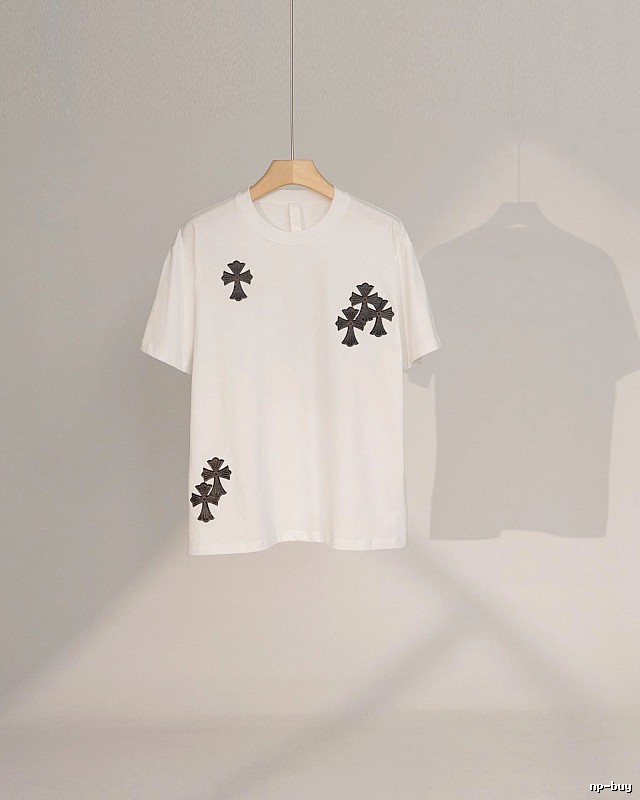 Chrome Hearts Cross Patch Street Style White T-Shirt