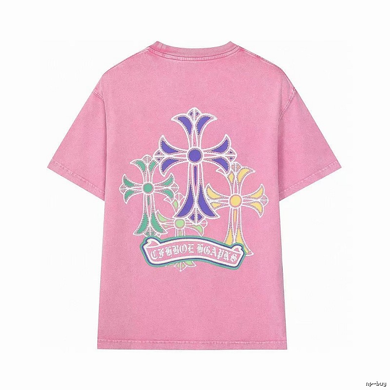 Chrome Hearts Cross Print Vintage-style Pink T-Shirt