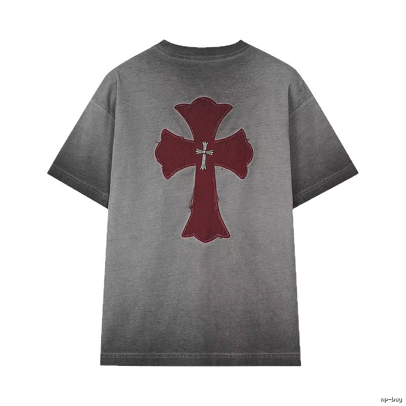 Chrome Hearts Cross Series Vintage Distressed Smoky Gray T-Shirt