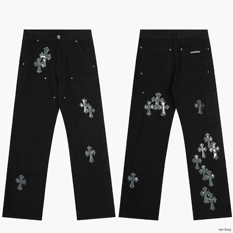 Chrome Hearts Cross Trendy Cool Black Pants