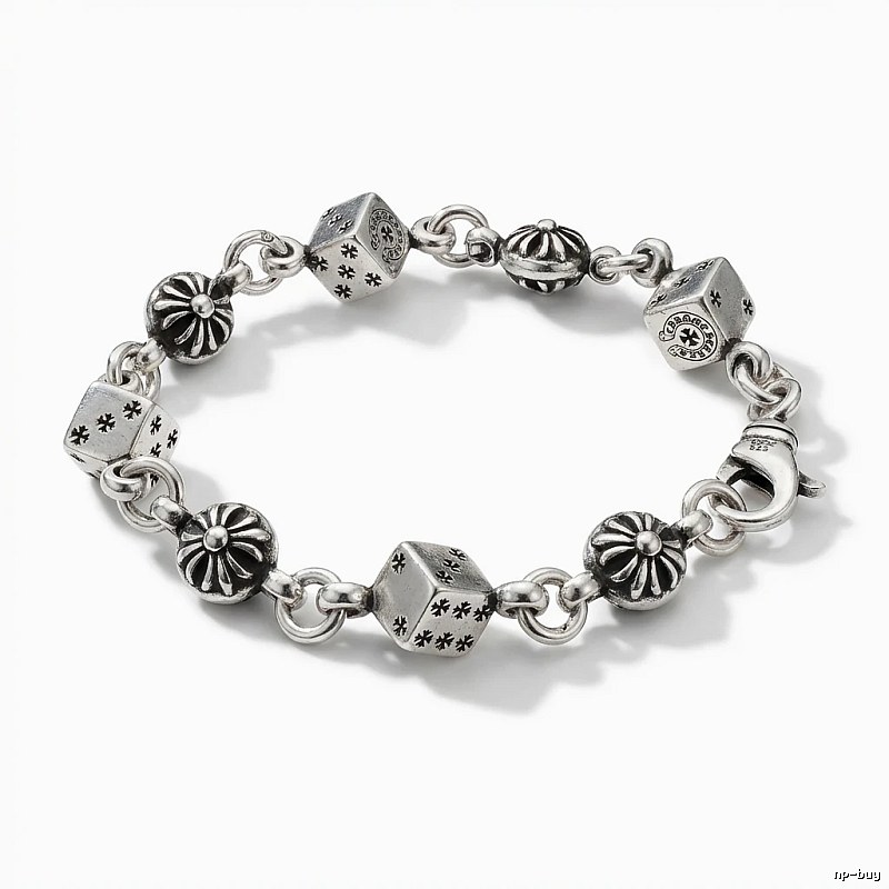 Chrome Hearts Dice Retro Style Silver Bracelet