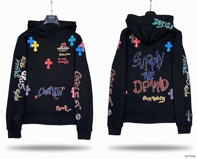 Chrome Hearts Graffiti Trendy Black Hoodie