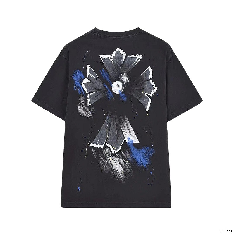 Chrome Hearts Ink-splattered Cross Street Style Black T-shirt