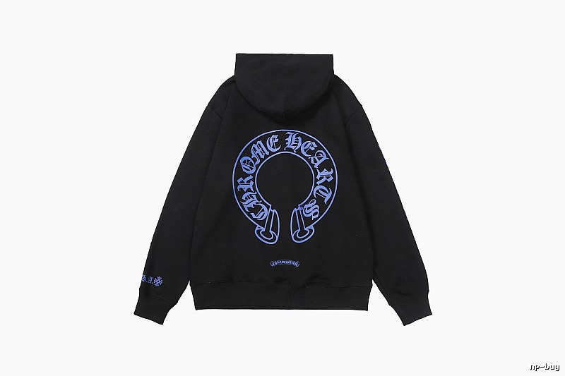 Chrome Hearts Logo Detail Cross graphic hoodie Black Blue Cross with Functional Detail