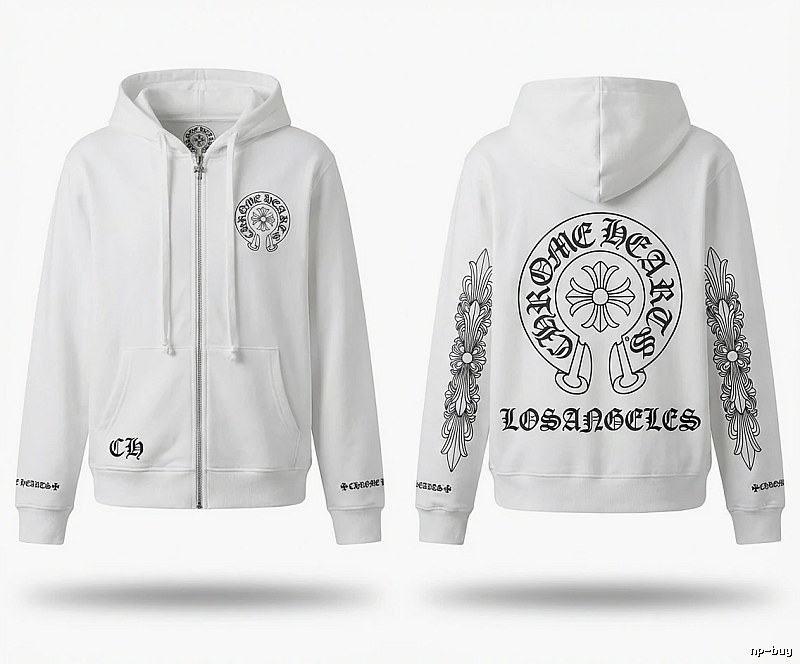 Chrome Hearts Retro Style White Hoodie