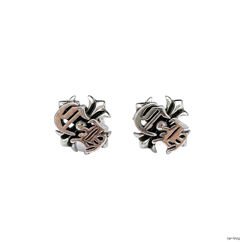 Chrome Hearts Silver-Copper Two-Tone Trendy Brand Stud Earrings