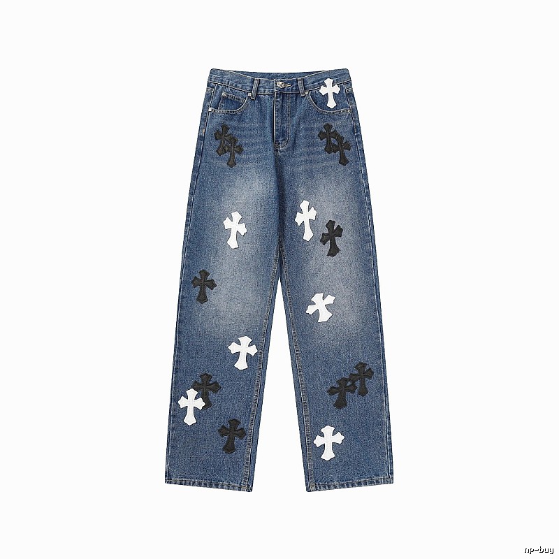 Chrome Hearts Streetwear Graphic jeans Light Denim Jeans with Practical Shape