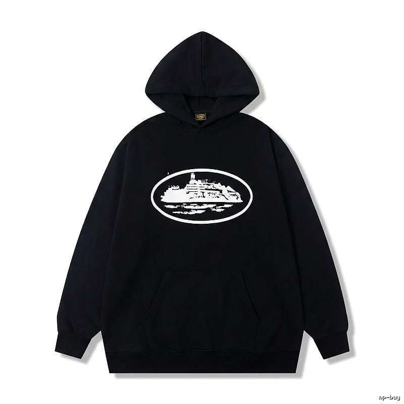 Corteiz black minimalist style hoodie