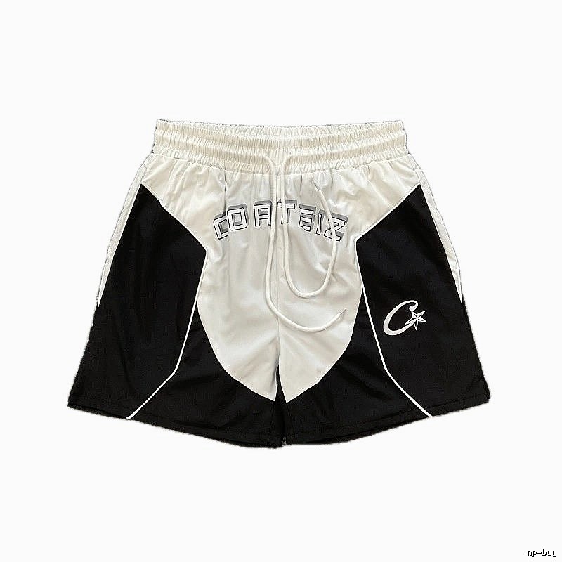 Corteiz Letter Print Street Style Black and White Sports Shorts