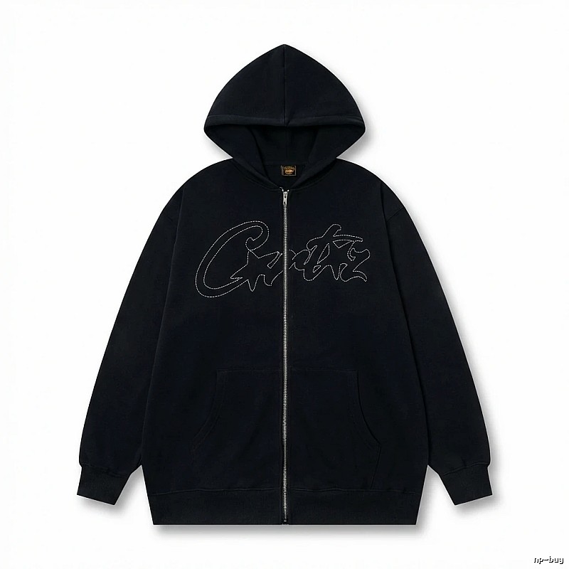 Corteiz minimalist style black hoodie