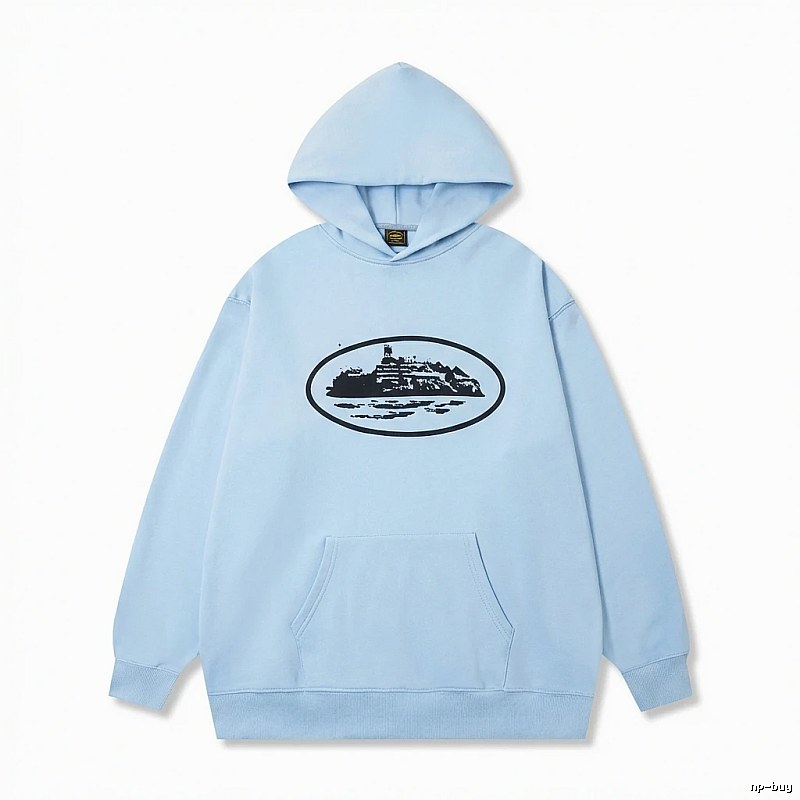 Corteiz Print Minimalist Light Blue Hoodie
