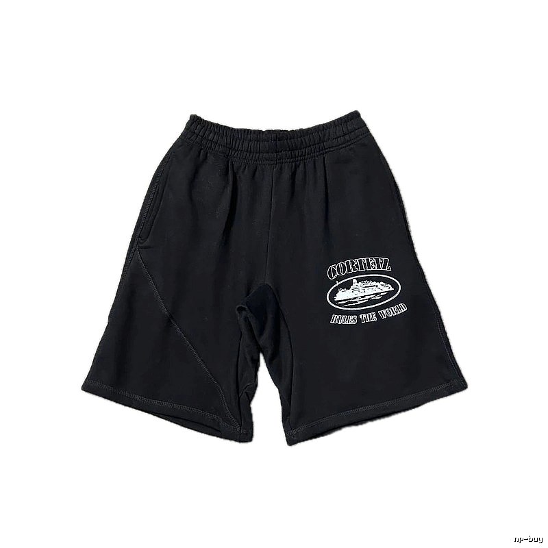 Corteiz retro-style black shorts