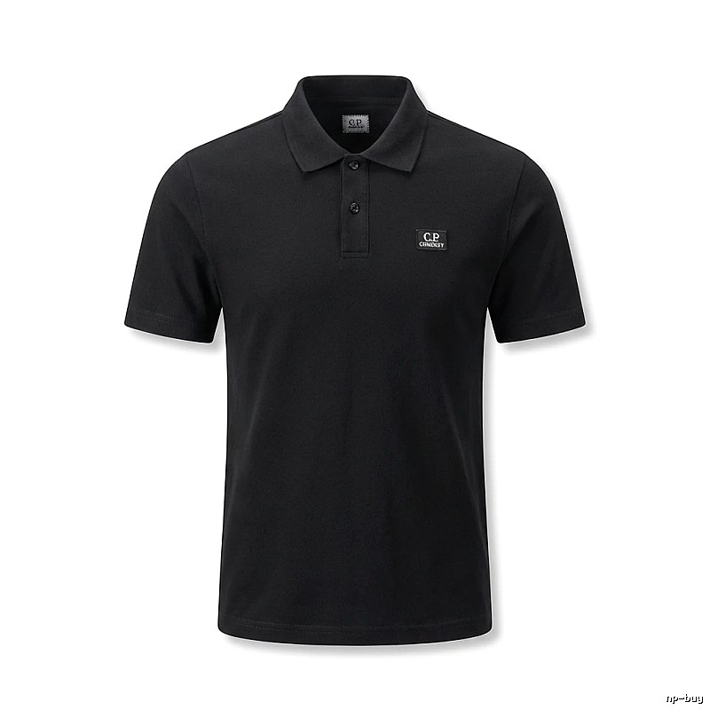 C.P. Simple Style Black Polo Shirt