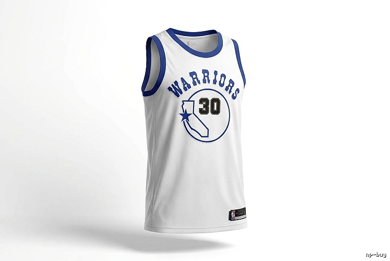 Curry's white basketball jersey of the Golden State Warriors.