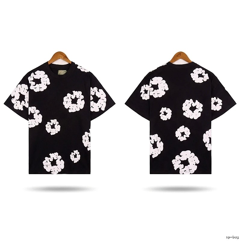 DENIM TEARS Black and White Retro Short-sleeve Shirt