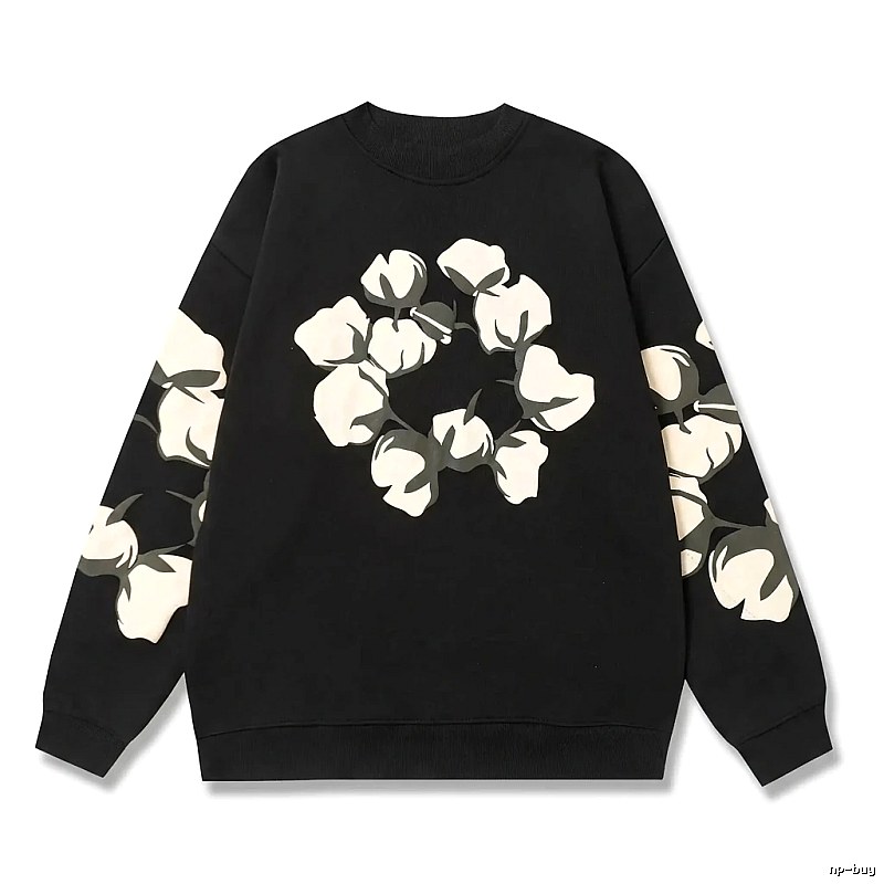 DENIM TEARS Cotton Printed Black Sweatshirt