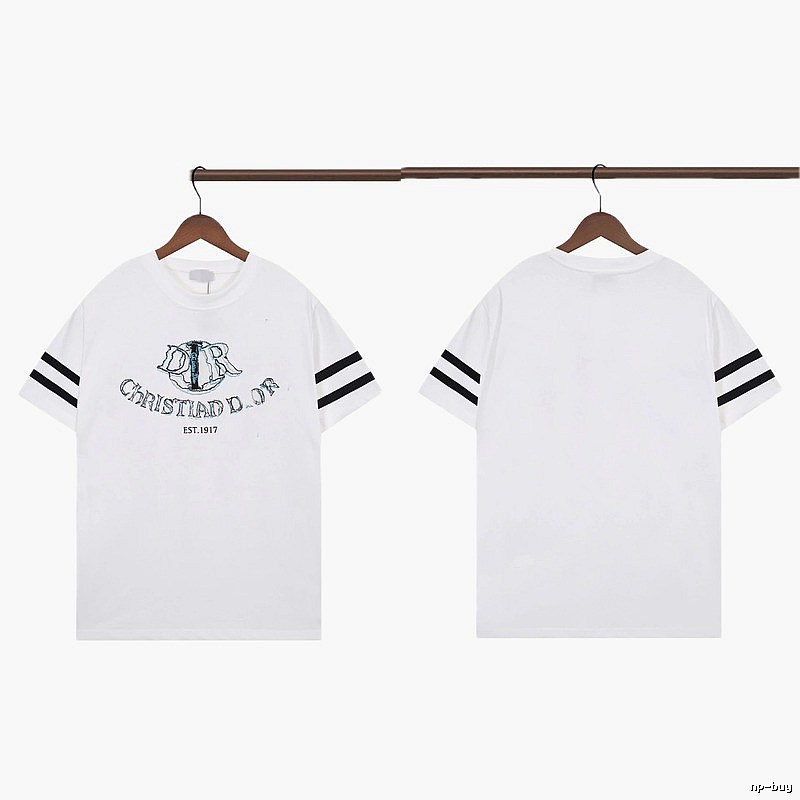 Dior Embroidered Collection Vintage Style White Short-sleeve T-shirt