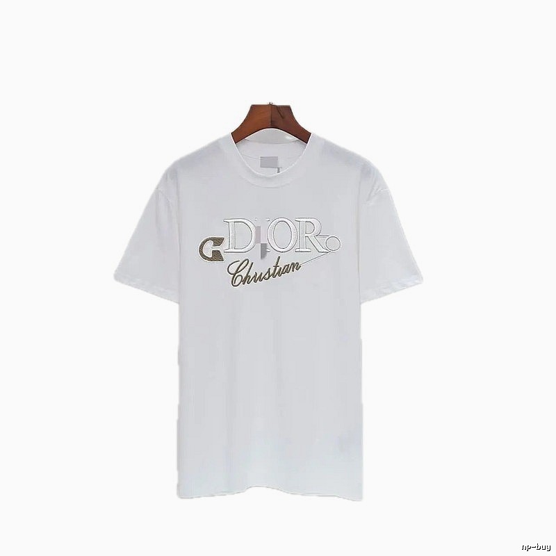 Dior Embroidered Light Luxury Style White Short-sleeve T-shirt