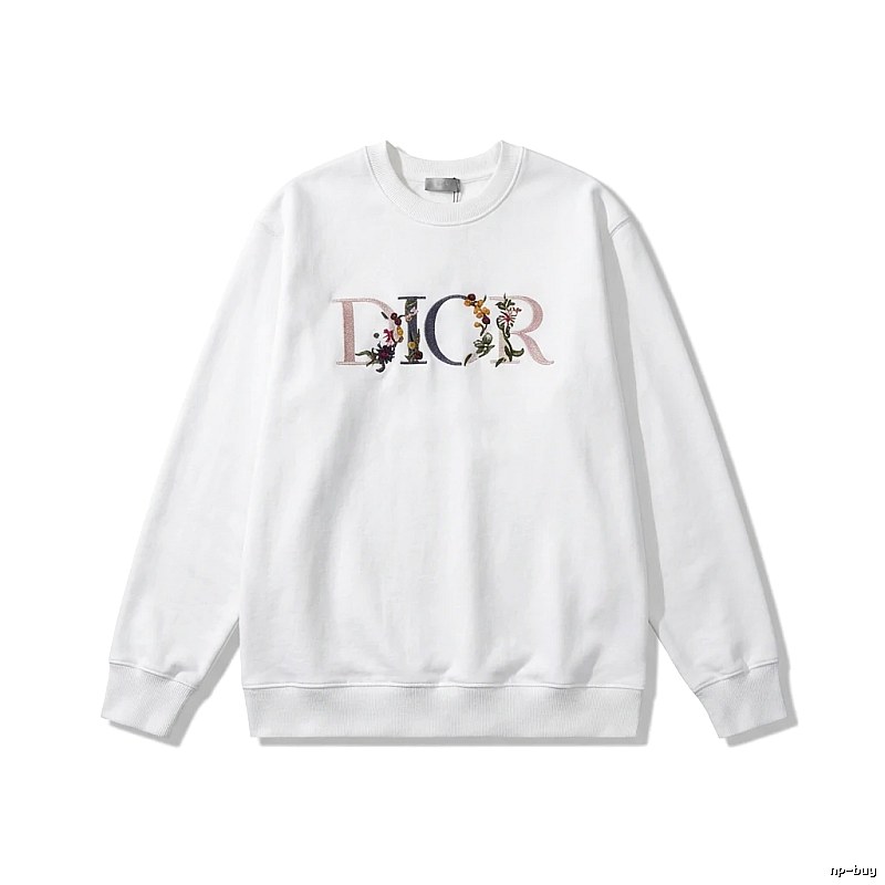Dior floral embroidery style white sweatshirt