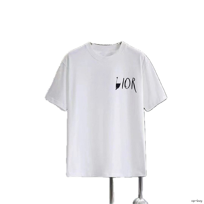 Dior Graffiti Casual Style White Short-sleeve T-shirt