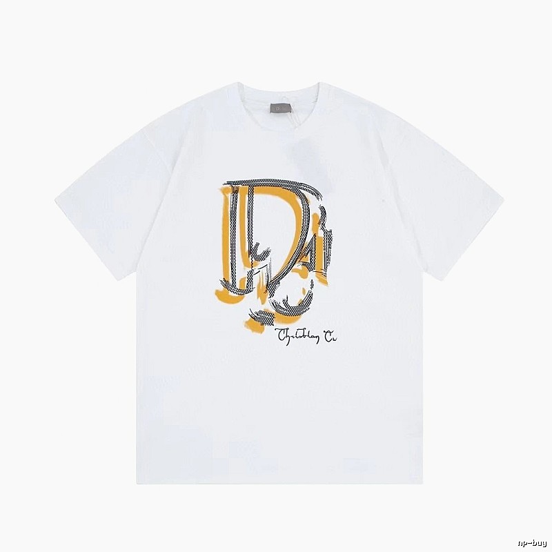 Dior Graffiti Print Casual Style White Short-sleeve T-shirt