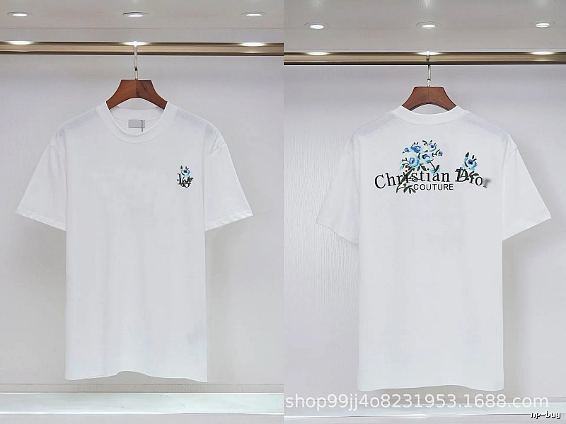 Dior Haute Couture Embroidered Floral-style White T-shirt