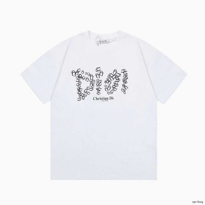 Dior Monogram Light Luxury Style White Short-sleeve T-Shirt