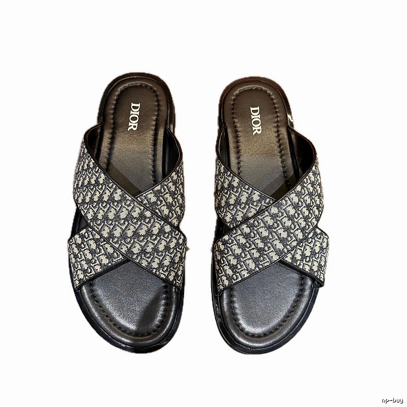 Dior Retro-style Monogram Black and Grey Slides