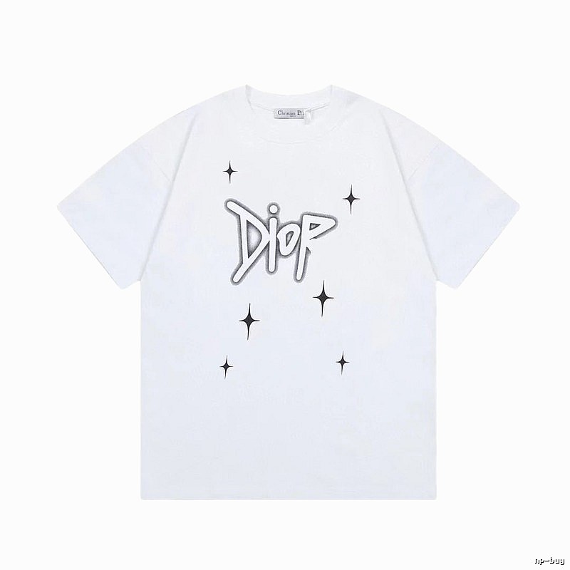 Dior Starburst Graffiti Street Style White Short-sleeve T-shirt