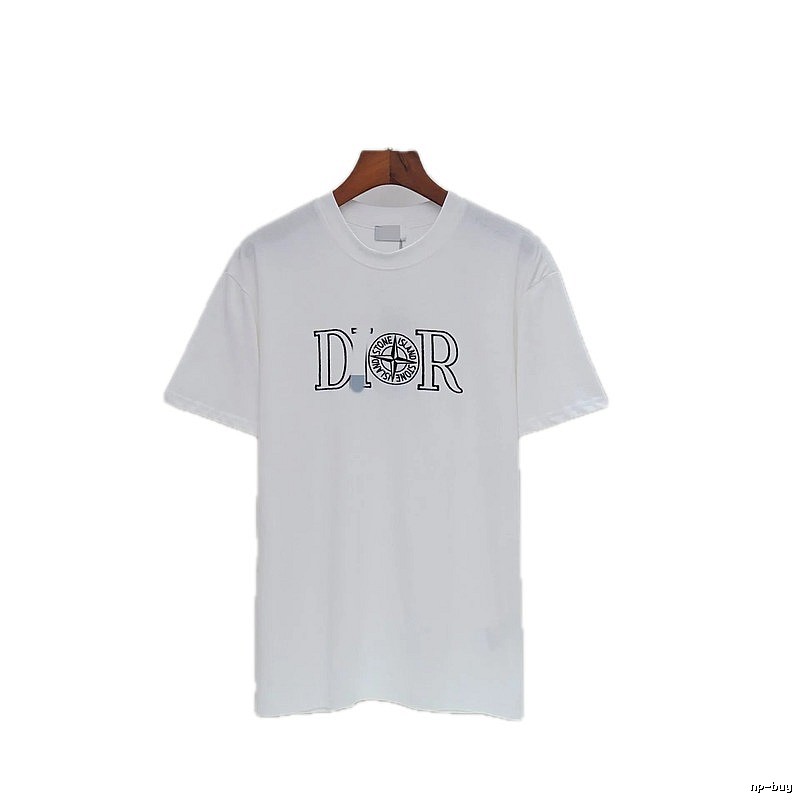 Dior x Stone Island Co-branded Casual Style White T-Shirt