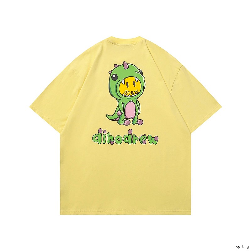 DREW Dinosaur Print Street Style Yellow Short-sleeve T-shirt