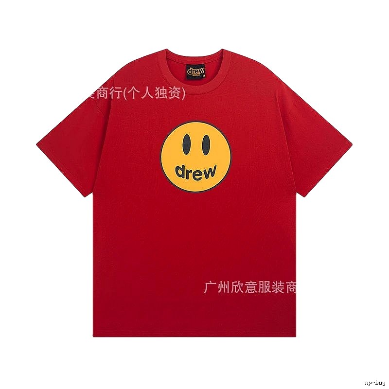 DREW Smiley American Street Style Red Short Sleeve T-Shirt
