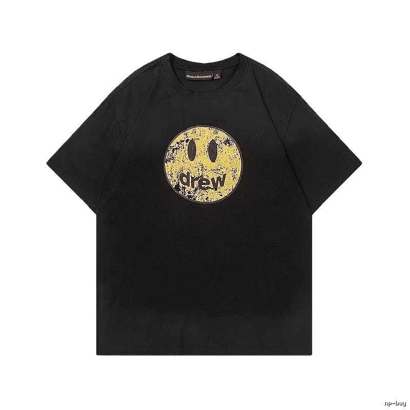 DREW Smiley Series Street Style Black T-shirt