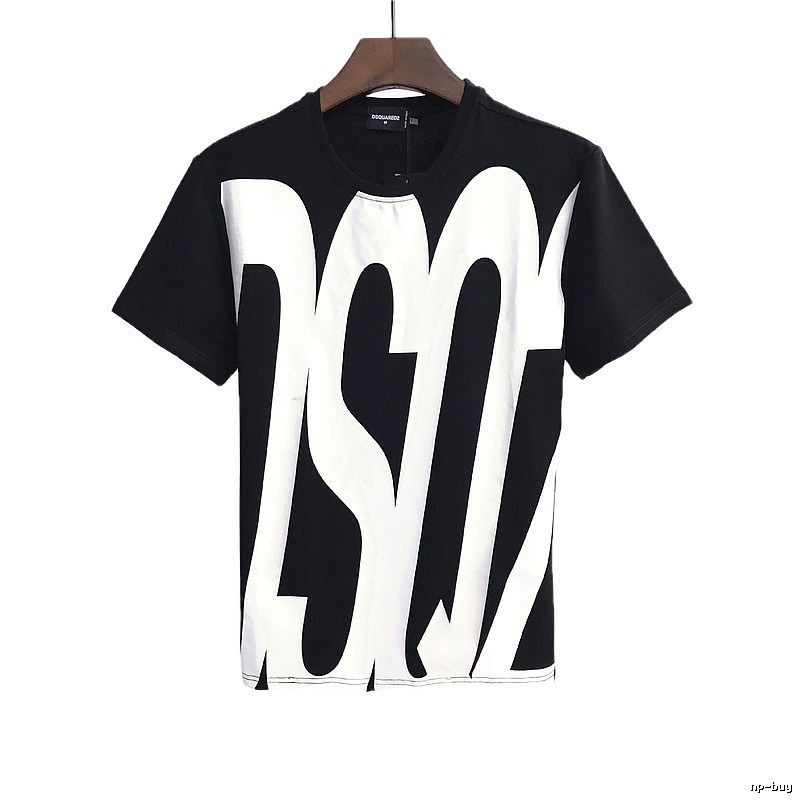 DSQ Large Letter Street Style Black and White Short Sleeve T-Shirt