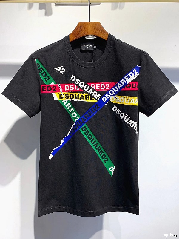 DSQ2 Cross Print Street Style Black T-Shirt