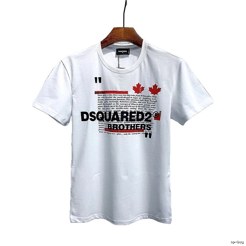 DSQUARED2 Maple Leaf Print Street Style White T-Shirt