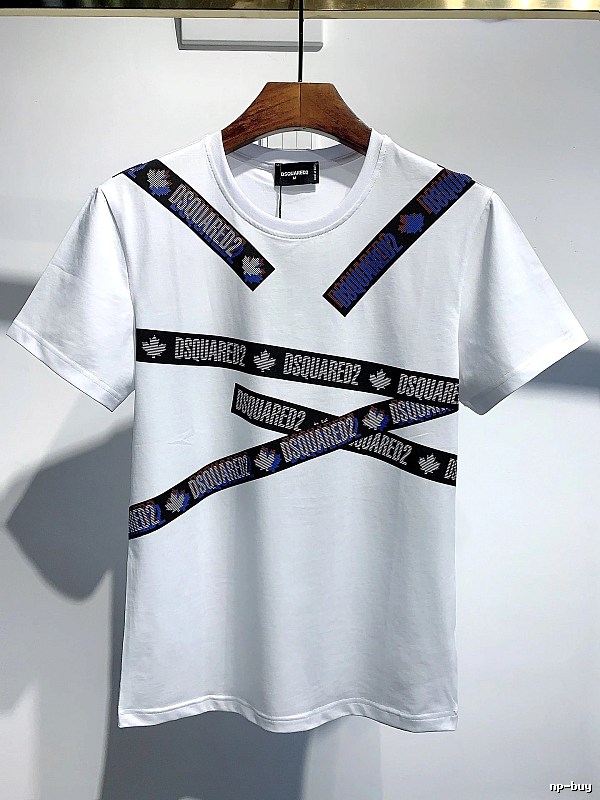 DSQUARED2 Webbing Streetwear Brand White Short-sleeve T-shirt